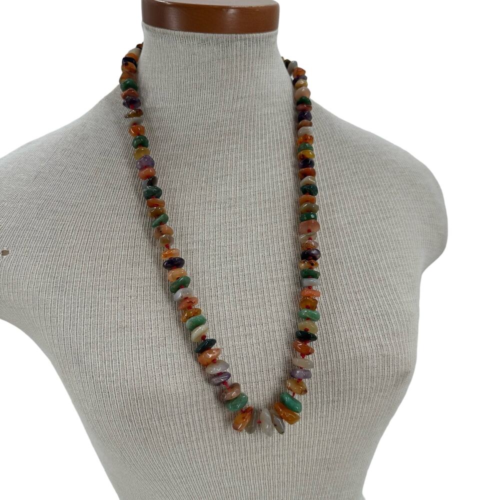 Vintage Multicolored Dyed Agate Stone Necklace